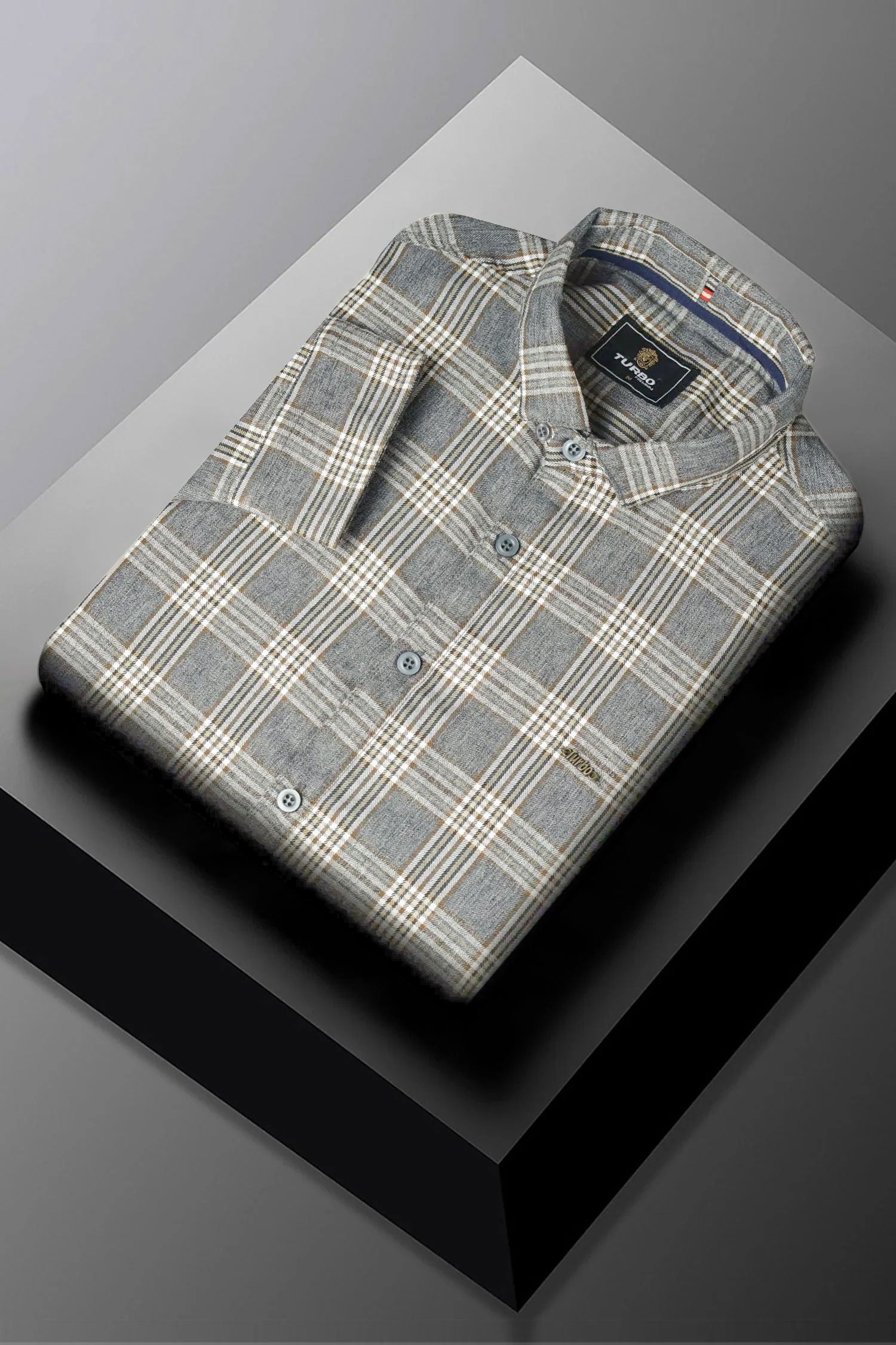 Turbo Tattersall Checkered Long Sleeve Cotton Casual Shirt