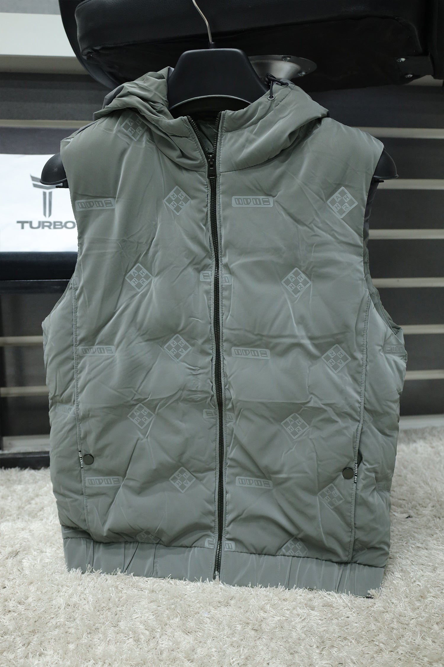 All Over Logo Detachable Hooded Imported Men's Gilet