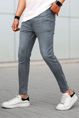 Plain Turbo Ankle Fit Jeans In Grey