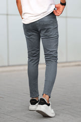 Plain Turbo Ankle Fit Jeans In Grey