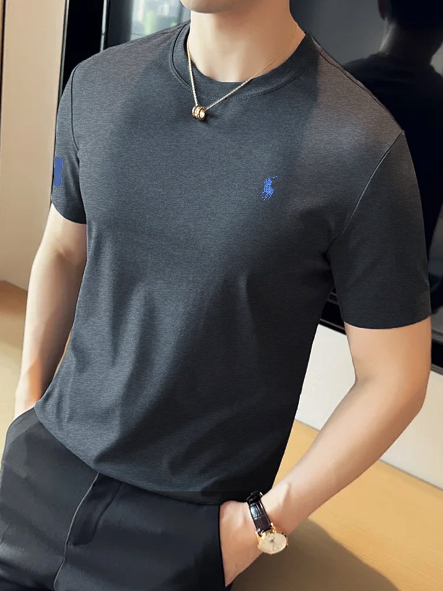 Rph Luren Premium Classic Fit Crewneck Polo T-Shirt
