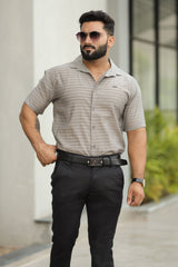Turbo Snitch Striped Casual Shirt In Grey