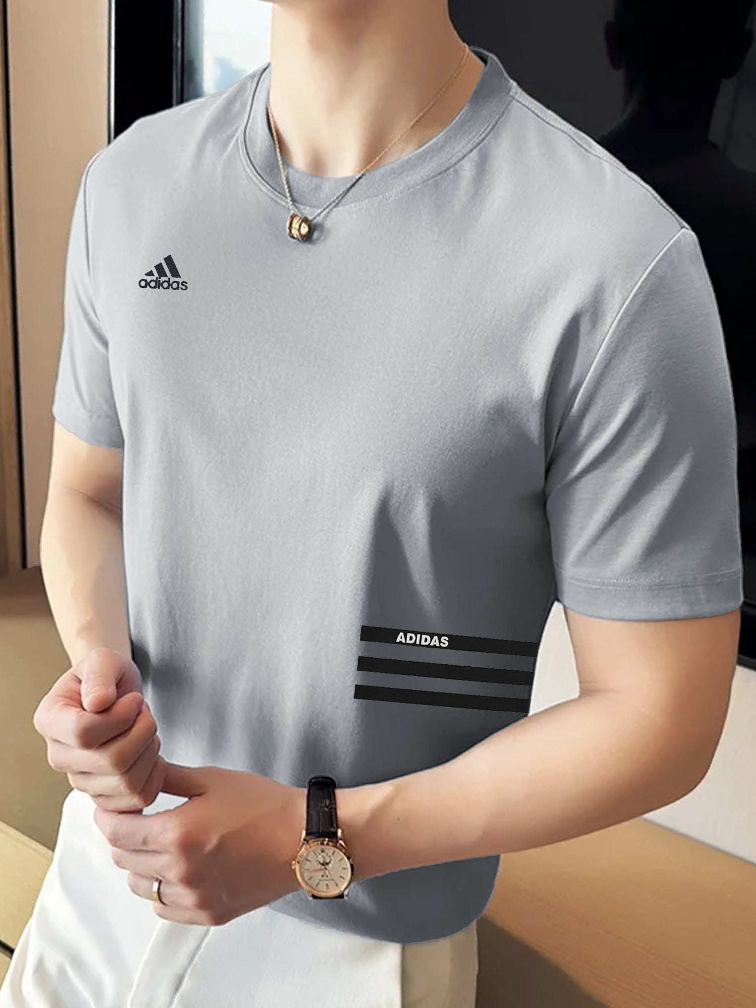Adds Premium Tennis Short Sleeves Round Neck T-Shirt