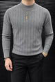 Turbo Minimalist Mock-Neck Lining Imported Men's Sweater In Grey