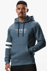 Turbo Elbow Panel Stripe Fleece Hoodie In Dark Grey