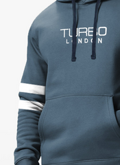 Turbo Elbow Panel Stripe Fleece Hoodie In Dark Grey