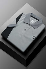 LV Apex Cross Panel Men's Polo Shirt In Grey
