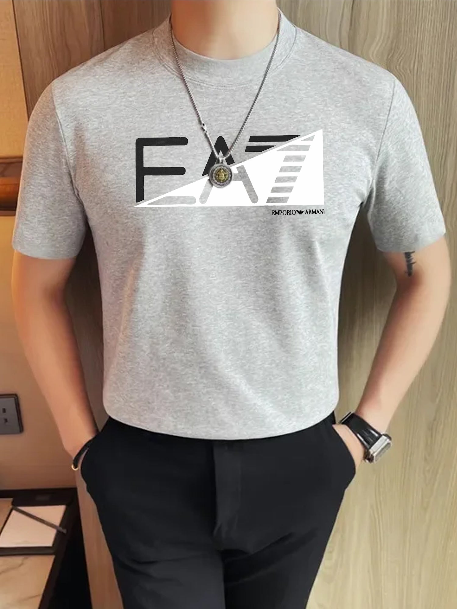 Armni Trendy Street Style Crew Neck Tee