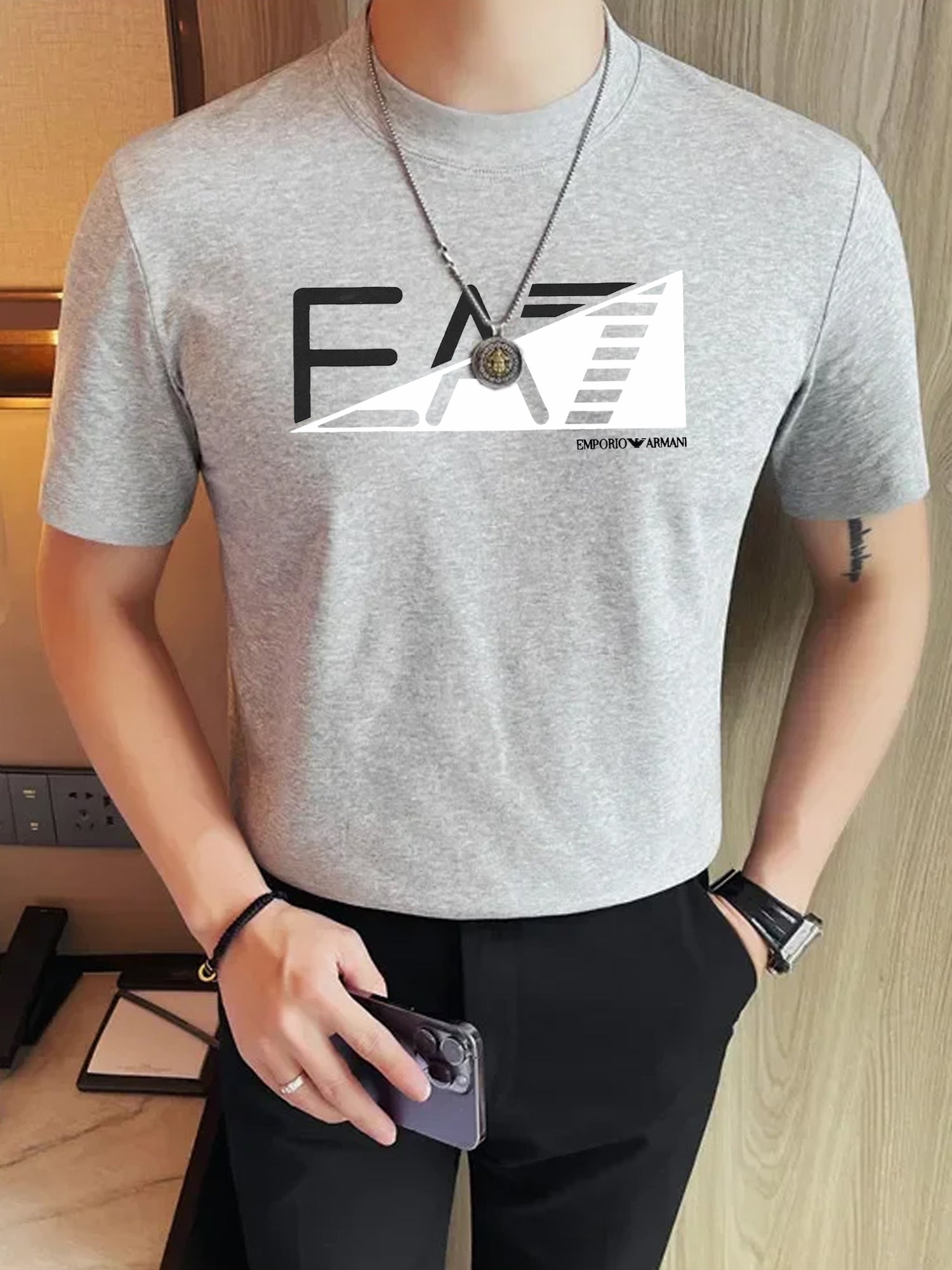 Armni Trendy Street Style Crew Neck Tee