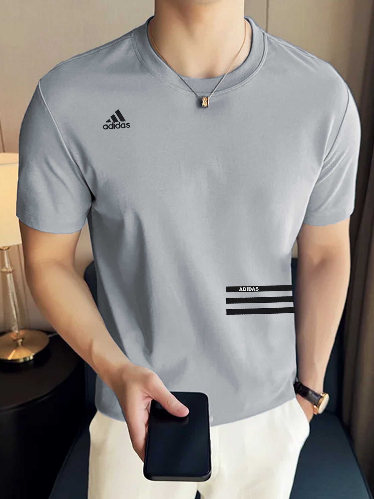 Adds Premium Tennis Short Sleeves Round Neck T-Shirt