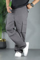 Turbo Hexa Pockets Loose Bottom Cargo Trouser In Grey