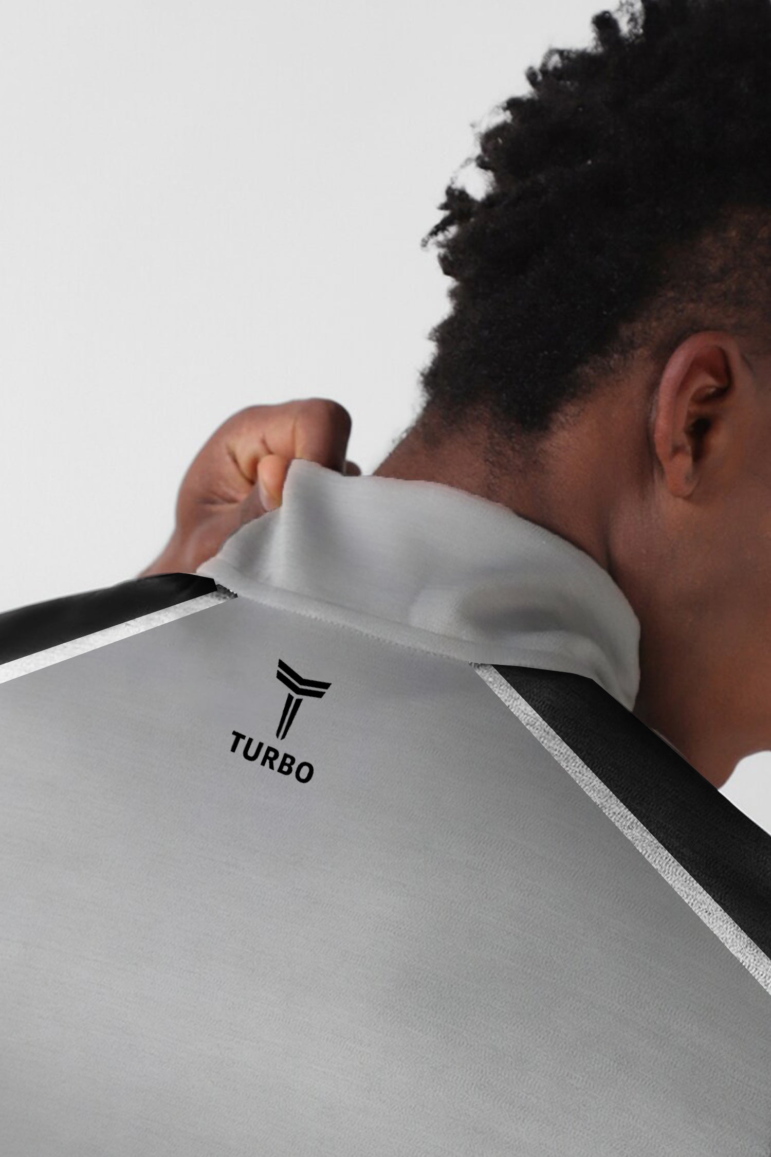 Turbo Signature Typography Men Zipper Tracksuit In Light Grey