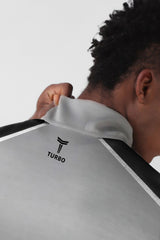 Turbo Signature Typography Men Zipper Tracksuit In Light Grey