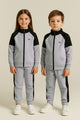 Turbo Raglan Sleeves Panel Full-Zip Unisex Younger Kids Tracksuit In Slate Grey
