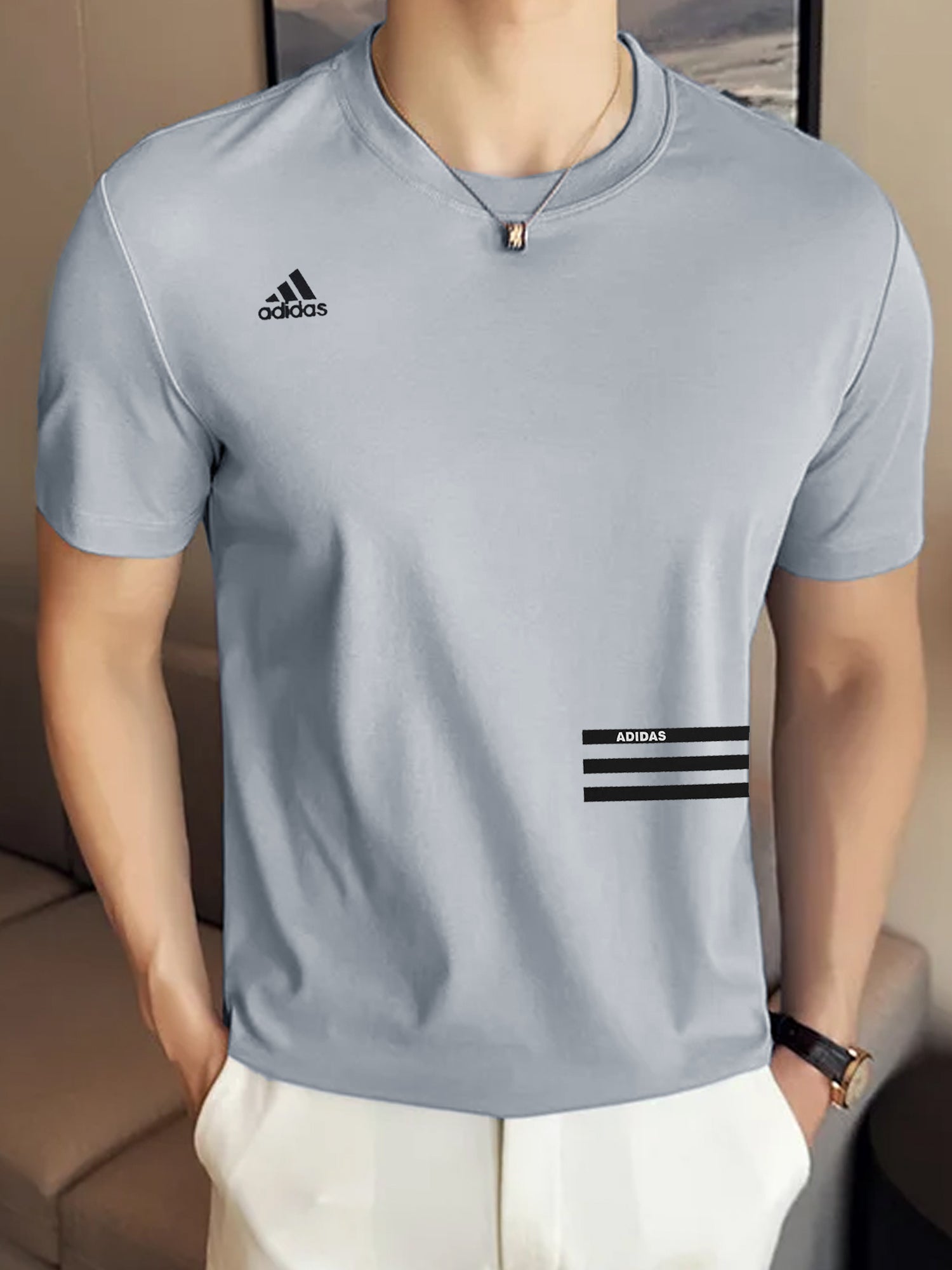 Adds Premium Tennis Short Sleeves Round Neck T-Shirt