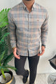 Turbo Plaid Pattern Creation Long Sleeve Cotton Casual Shirt