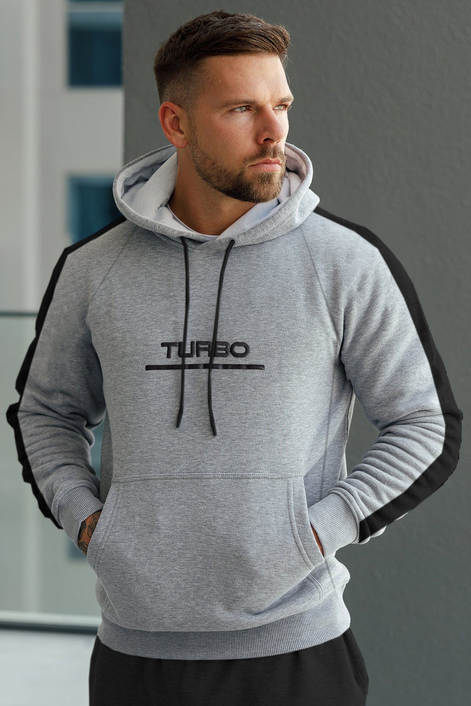 Turbo Panel Stripe Warm Fleece Hoodie