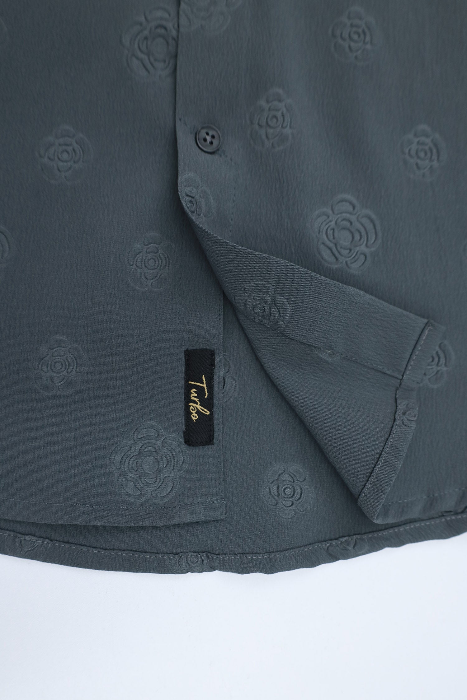 Embossed Floral All Over Casual Shirt In Grey
