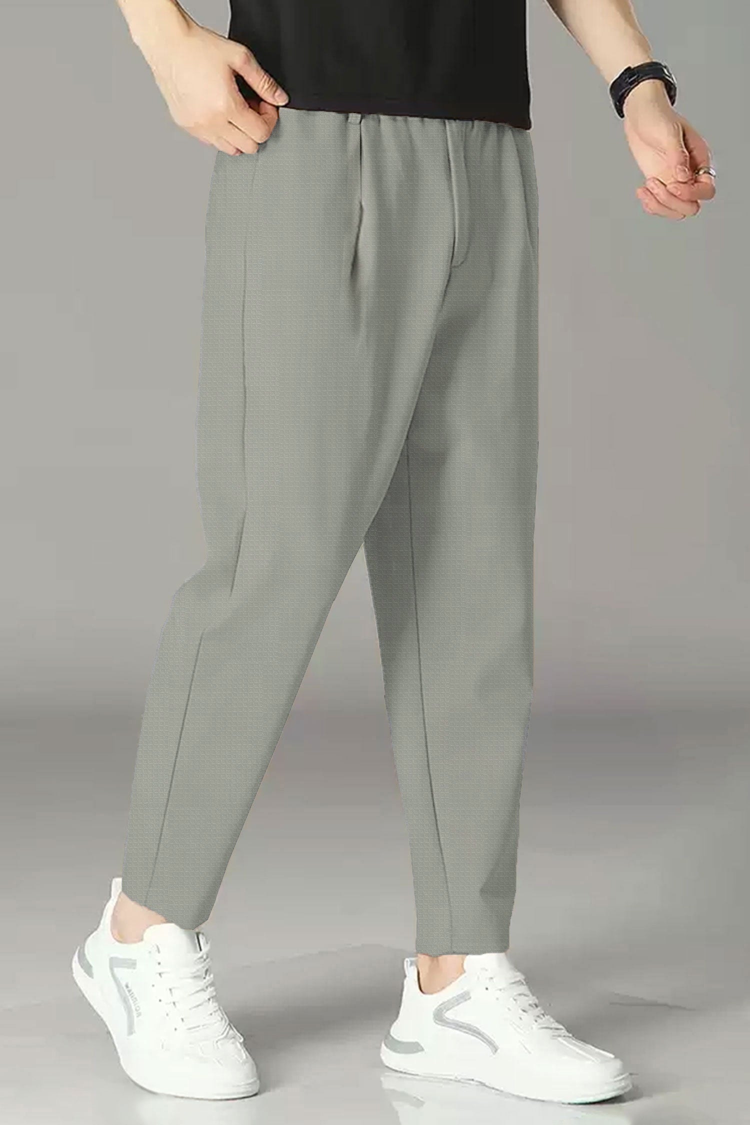 Turbo High Rise Pleated Waffle Pattern Loose Bottom Trouser