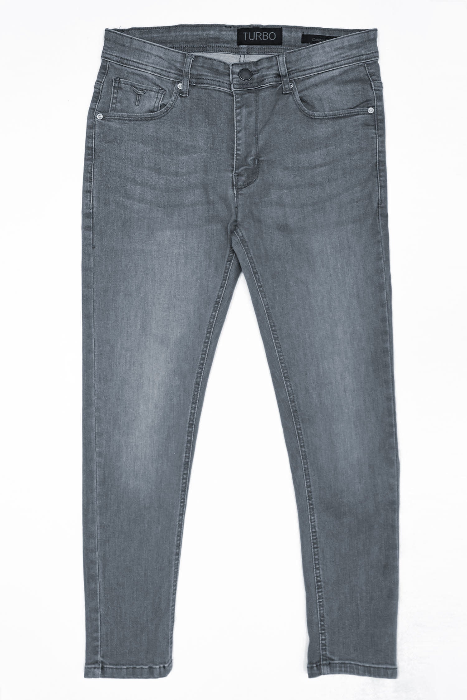 Plain Turbo Ankle Fit Jeans In Grey