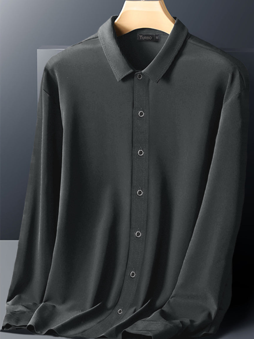 Self Textured Elastic Shirt In Grey