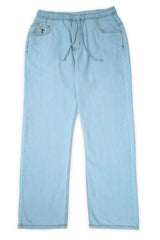 Loose Bottom Baggy Style Denim Turbo Jeans in Ice Blue