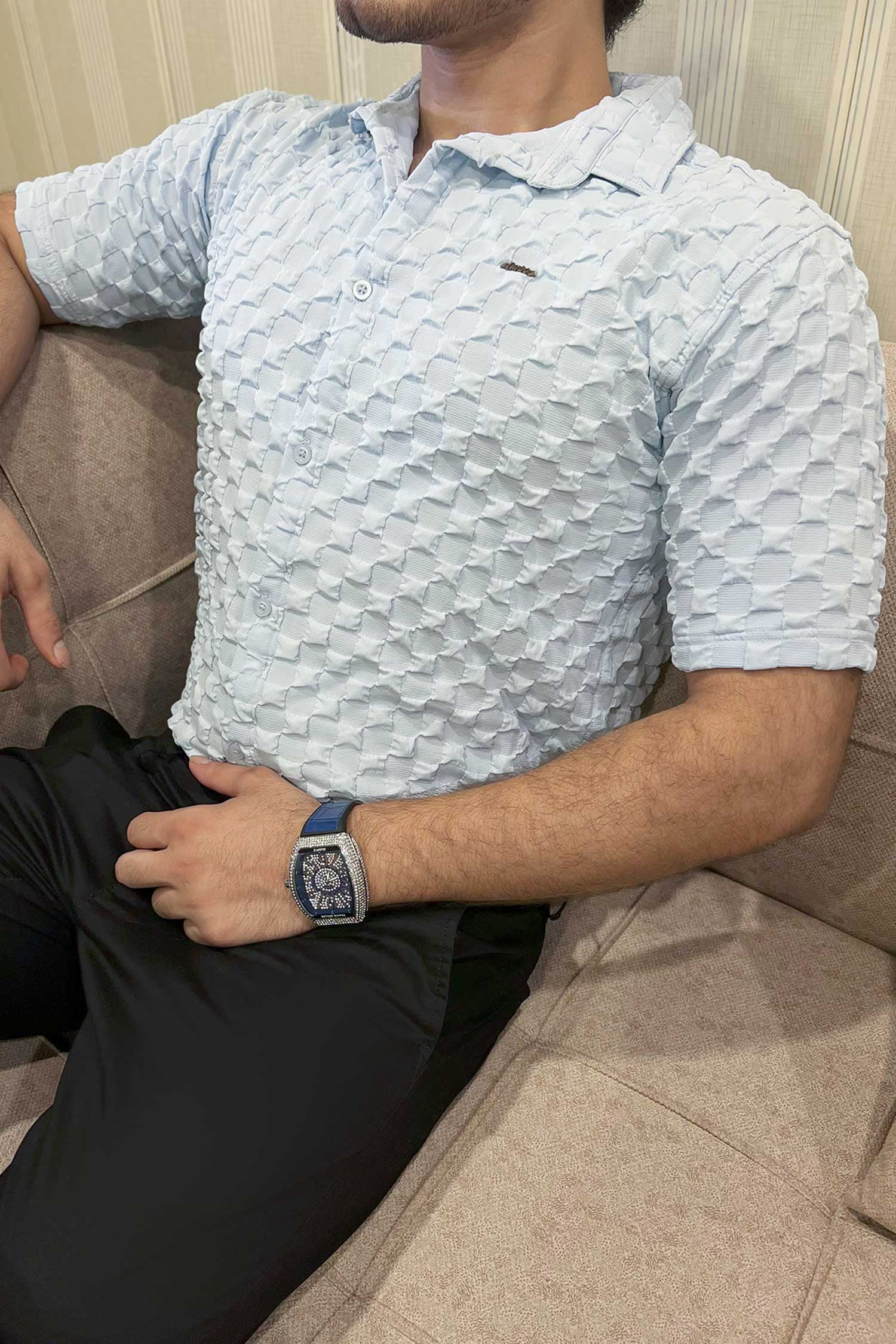 Turbo Puff Structured Pattern Casual Shirt