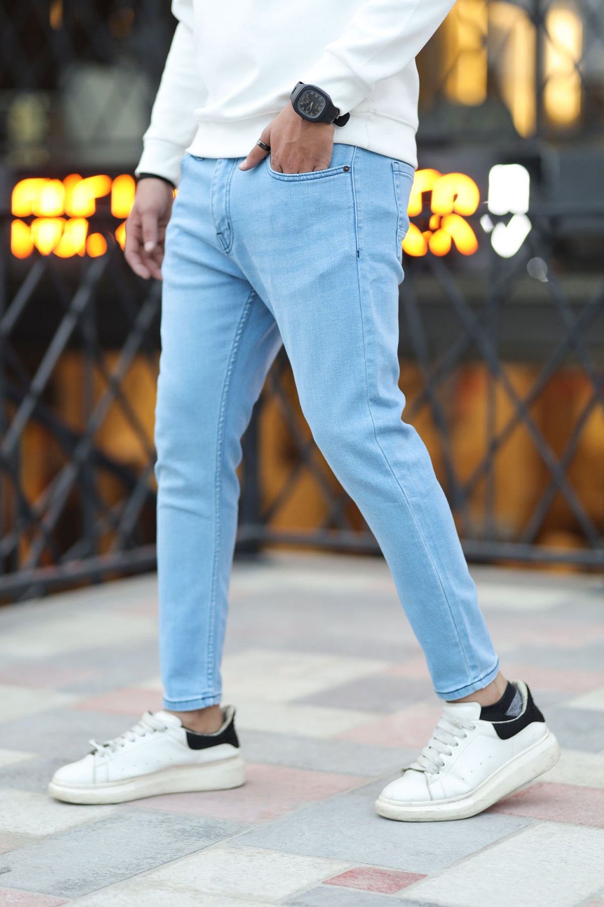 Fresh Feel Turbo Ankle Fit Jeans In Ice Blue