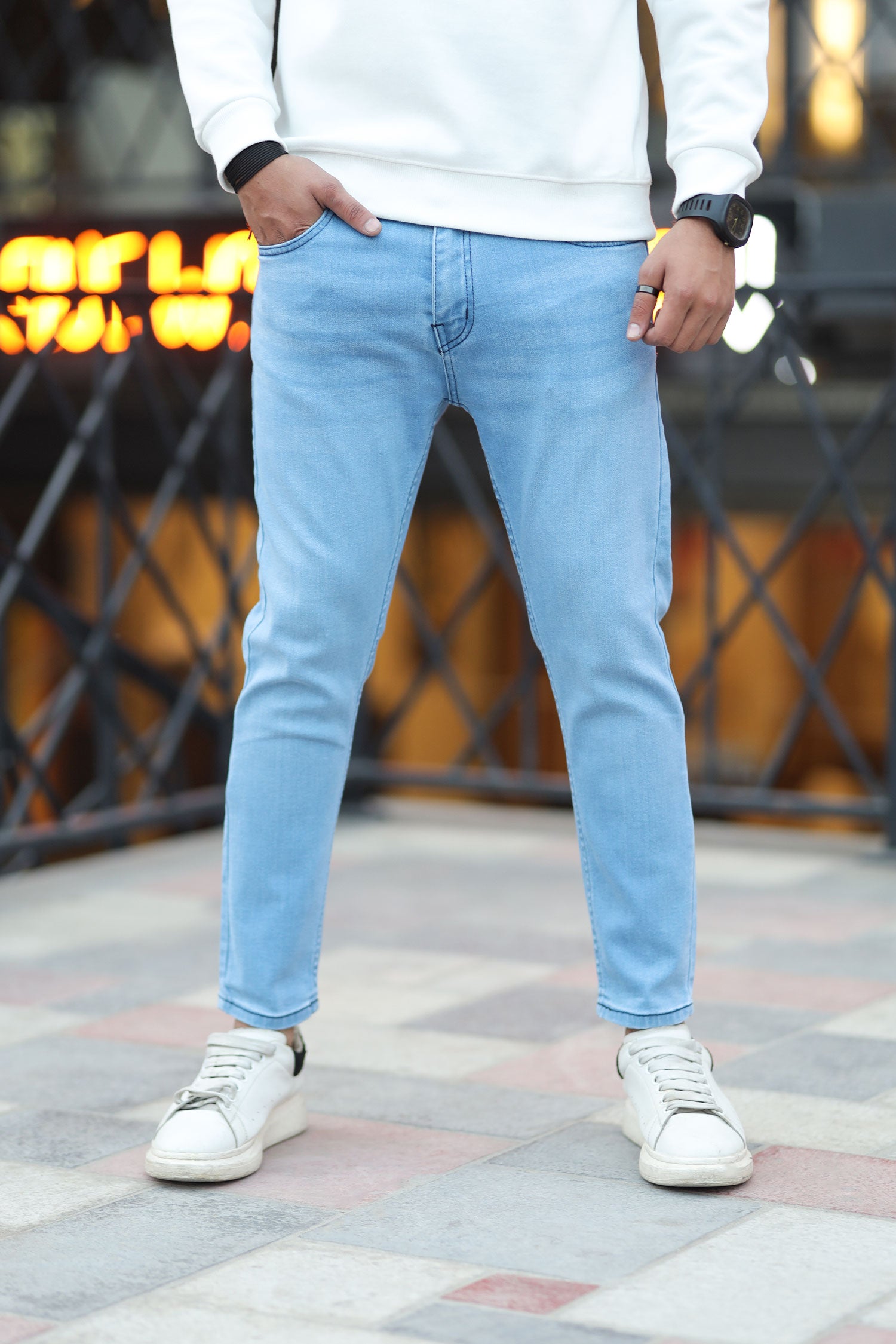 Fresh Feel Turbo Ankle Fit Jeans In Ice Blue