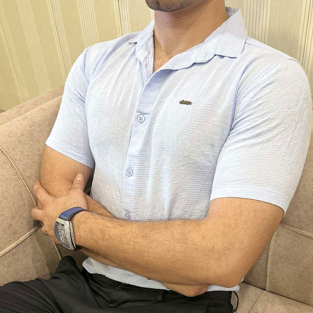 Turbo Artistic Touch Comfort Casual Shirt In Light Blue