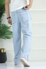 Denim 'Urban Skater' Comfort-Waist Baggy Jeans In Ice Blue