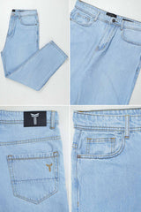 Turbo Men's Light Faded Baggy Jeans In Ice Blue