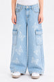 Turbo Butterfly Pattern Wide-Leg Jeans For Girls