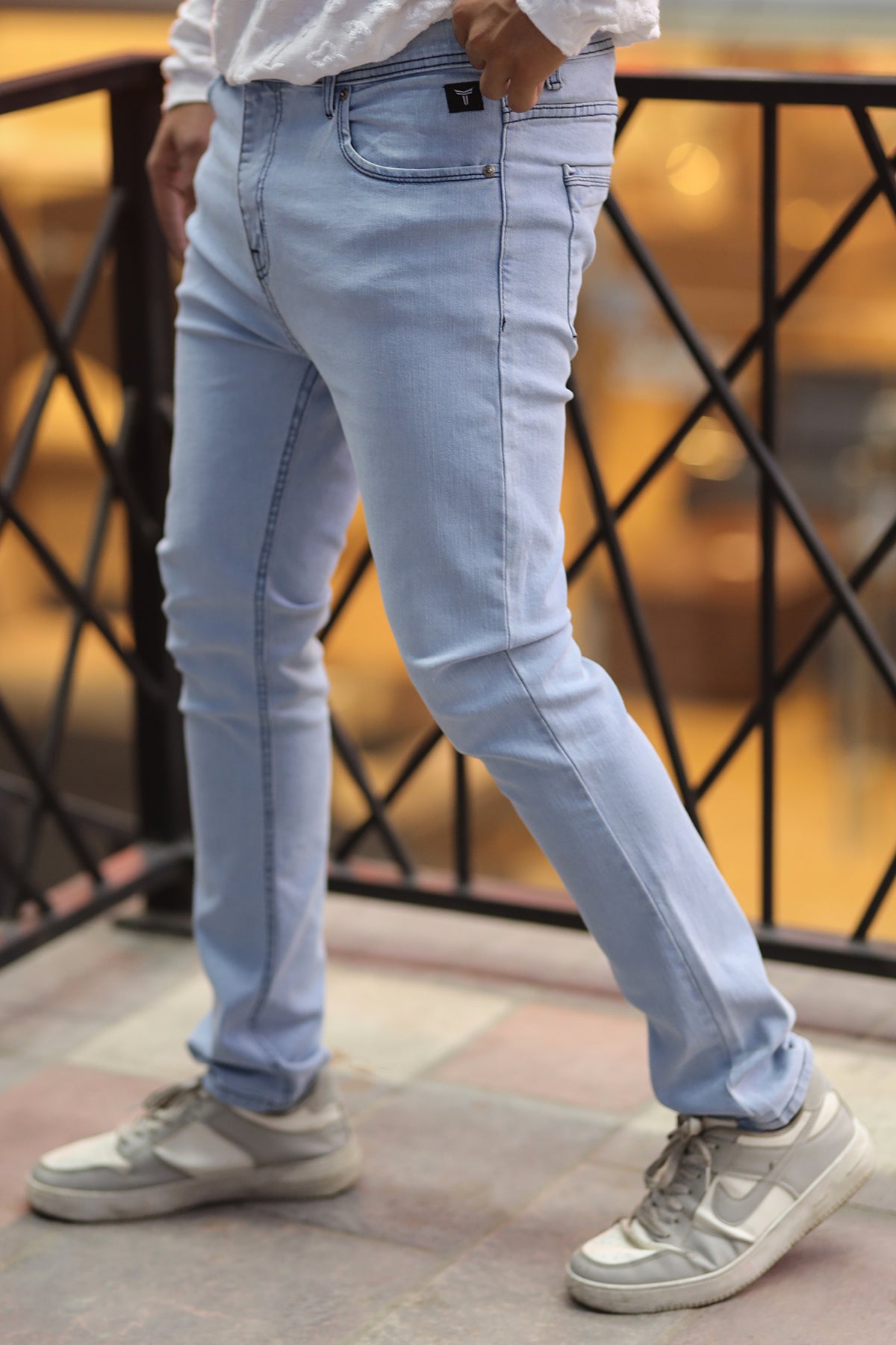 Trendy Slim Fit Turbo Jeans In Ice Blue