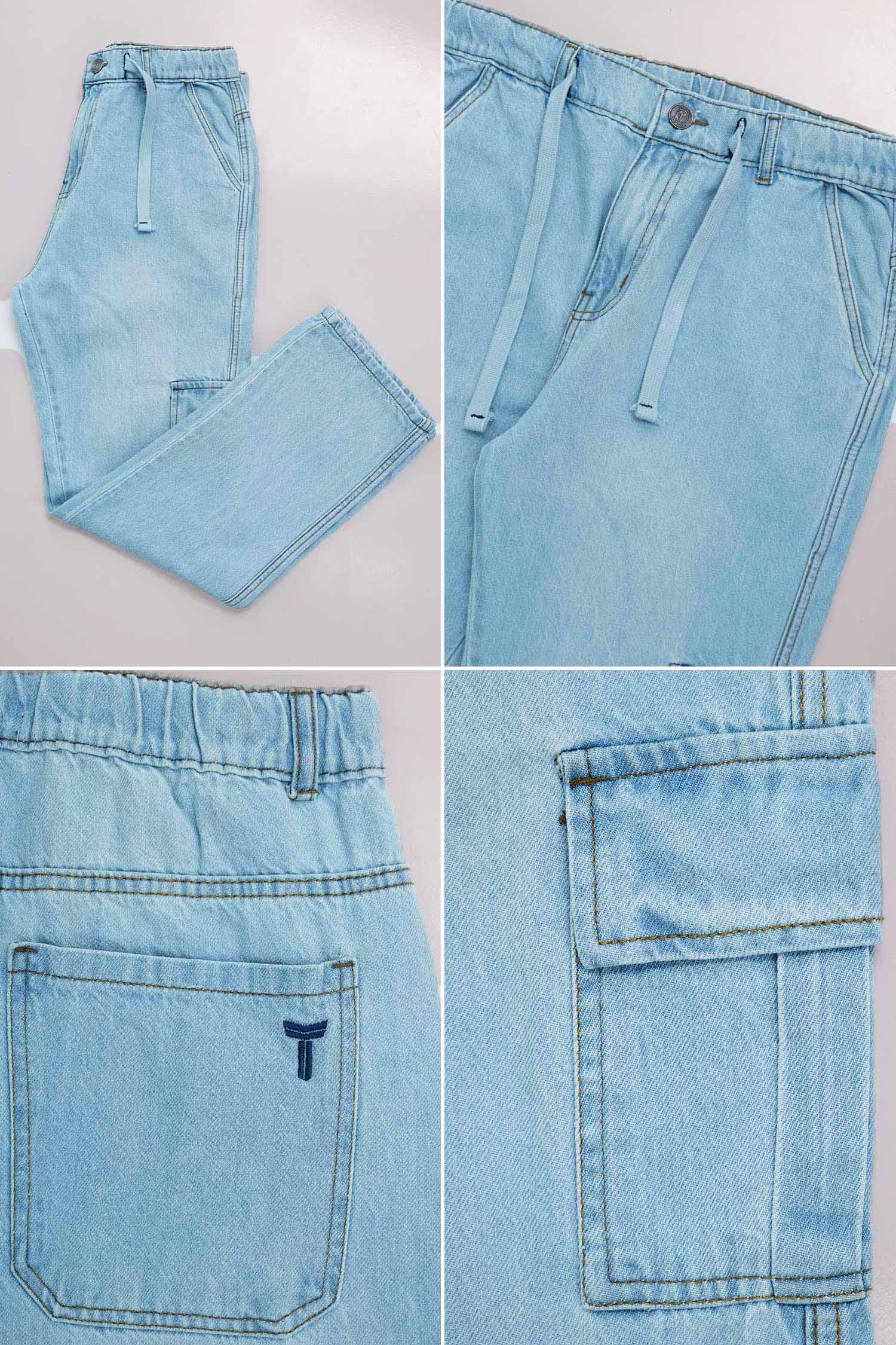 Denim Men's Relaxed Fit Straight Leg Baggy Jeans In Ice Blue