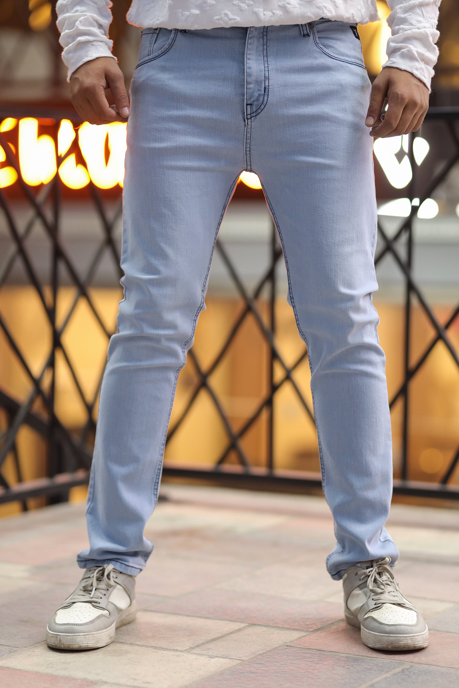 Trendy Slim Fit Turbo Jeans In Ice Blue