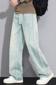 Turbo Casual Wide-Leg Denim Cargo Jeans In Ice Blue