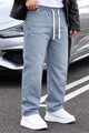 Turbo Retro New Style Denim Cargo Jeans In Ice Blue