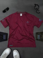 Dry Fit Tee With Printed Logo In Maroon