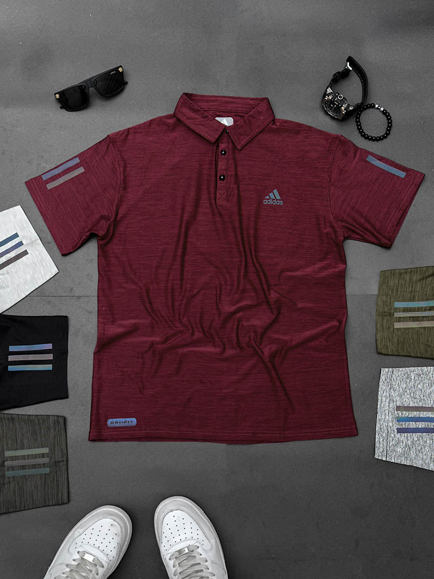Imported Dry Fit Polo With Reflector Logo In Maroon