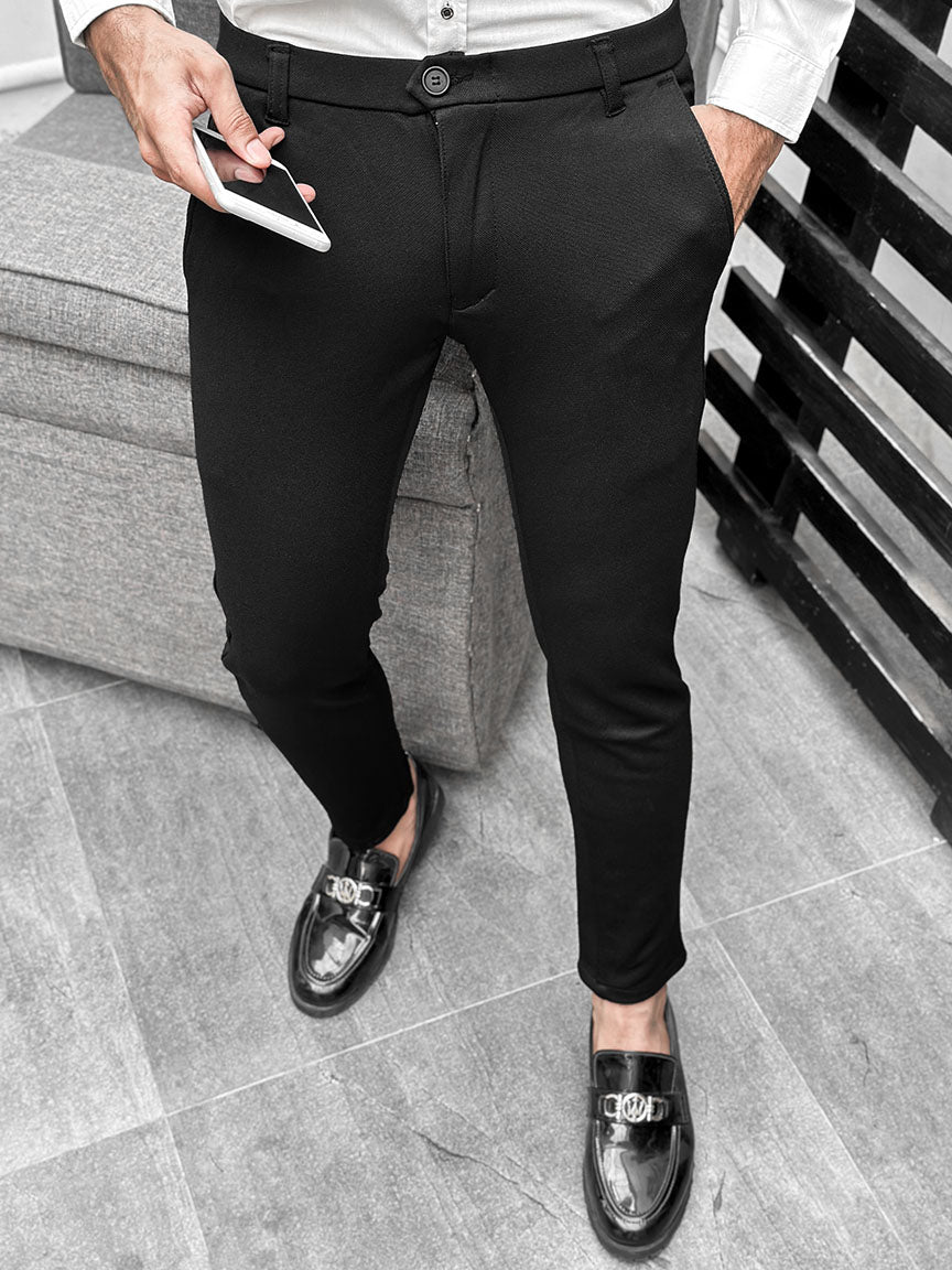 Super Elastic Slim Cotton Pant in Black