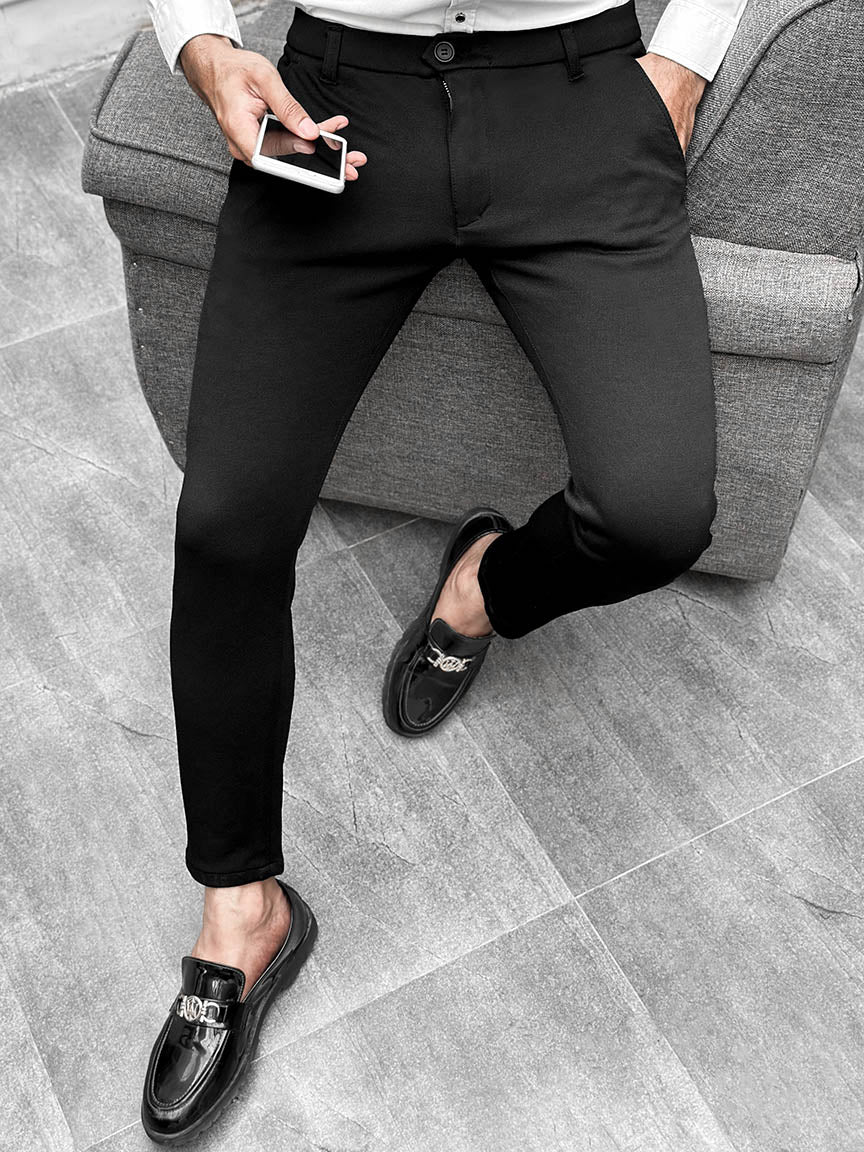 Super Elastic Slim Cotton Pant in Black