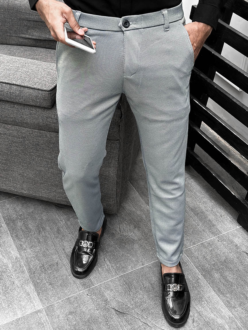 Super Elastic Slim Cotton Pant In Grey