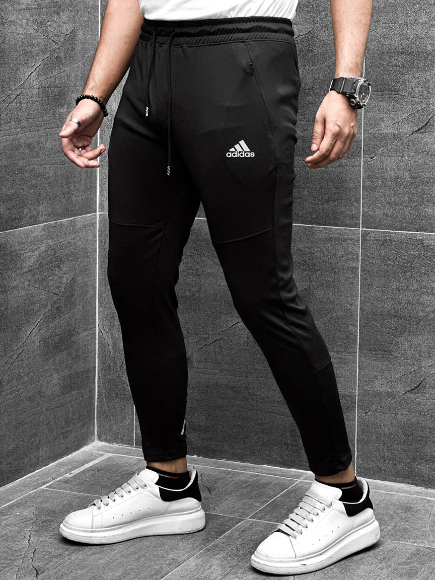 Adds Reflector Logo Men Sports Trouser In Black