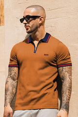 Turbo Record Zip Collar-Block Men's Polo Shirt