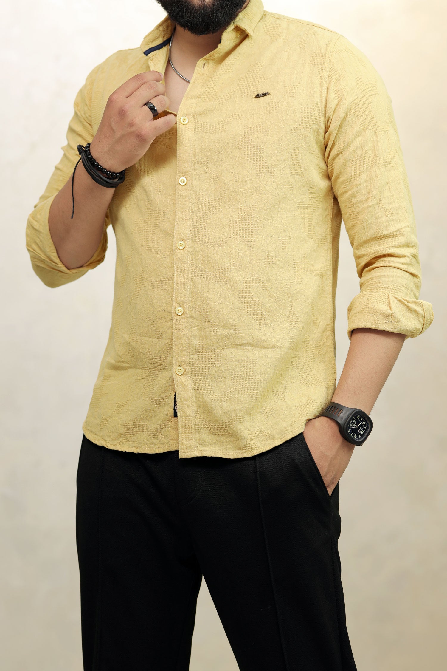 Turbo Vintage Patterend Long Sleeve Cotton Casual Shirt