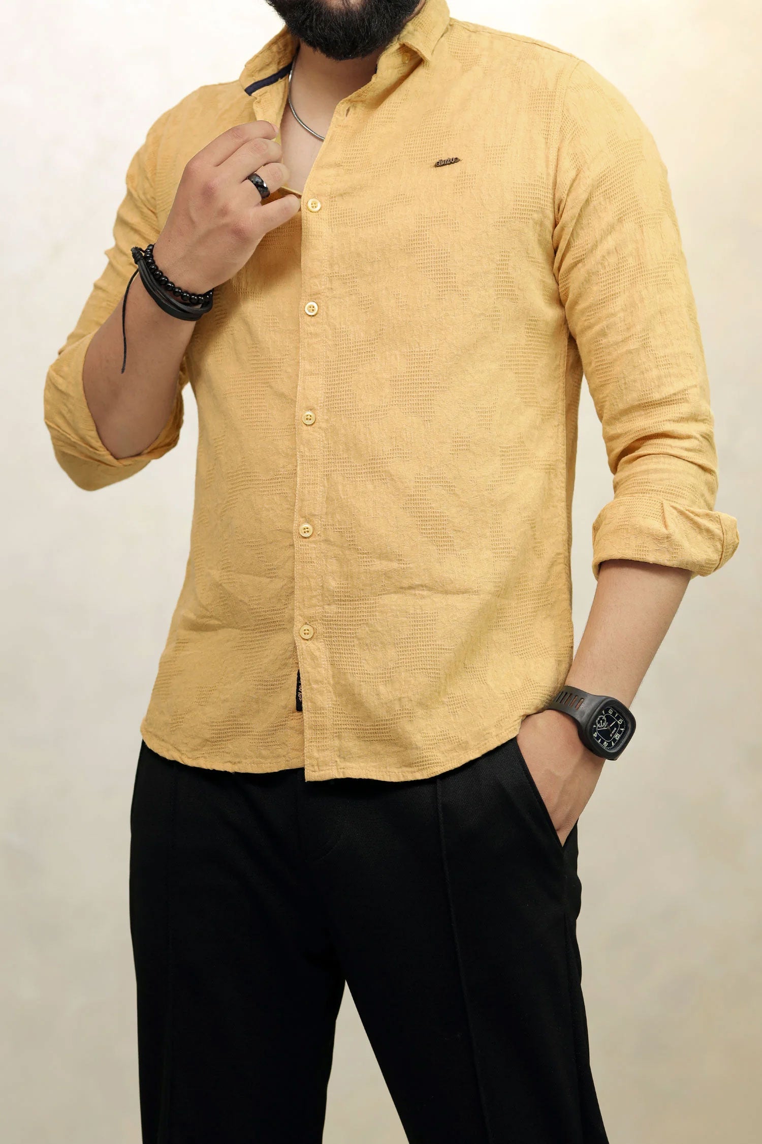 Turbo Vintage Patterend Long Sleeve Cotton Casual Shirt