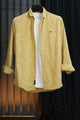 Turbo Vintage Patterend Long Sleeve Cotton Casual Shirt In Khaaki