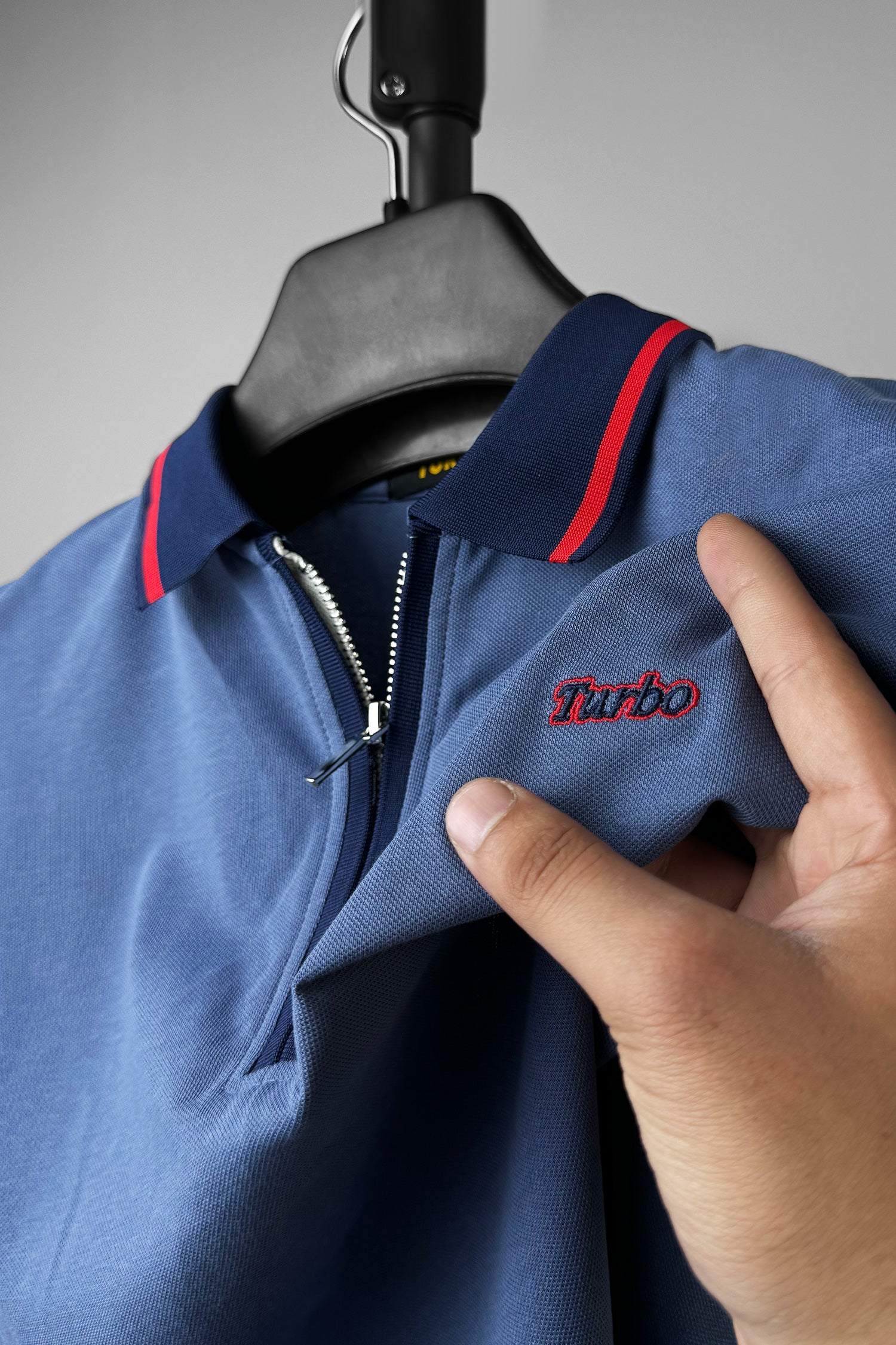 Turbo Record Zip Collar-Block Men's Polo Shirt