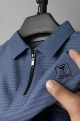 Turbo Elite Weave Textured Zipper Men's Polo Shirt